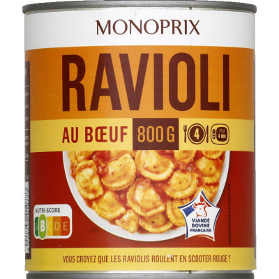 Monoprix Ravioli pur boeuf à la sauce Italienne 800g Monoprix Ravioli pur boeuf à la sauce Italienne 800g