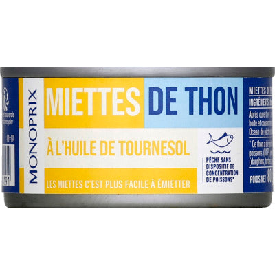 Monoprix Miettes de Thon à l'Huile de Tournesol 52g Monoprix Miettes de Thon à l'Huile de Tournesol 52g