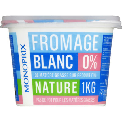 Monoprix Fromage Blanc 0% le pot de 1kg Monoprix Fromage Blanc 0% le pot de 1kg