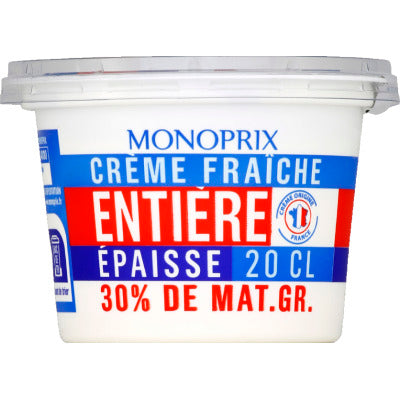 Monoprix Crème fraîche 30%matiere grasse 20cl Monoprix Crème fraîche 30%matiere grasse 20cl