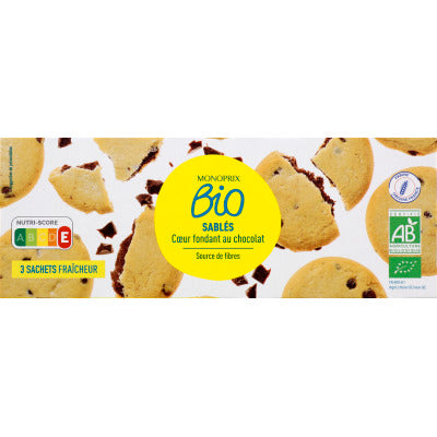 Monoprix Bio Sablés cœur Fondant au Chocolat 155g Monoprix Bio Sablés cœur Fondant au Chocolat 155g