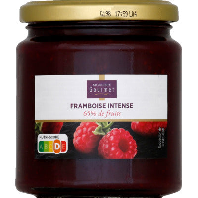 Monoprix Gourmet Confiture framboises intenses 330g Monoprix Gourmet Confiture framboises intenses 330g