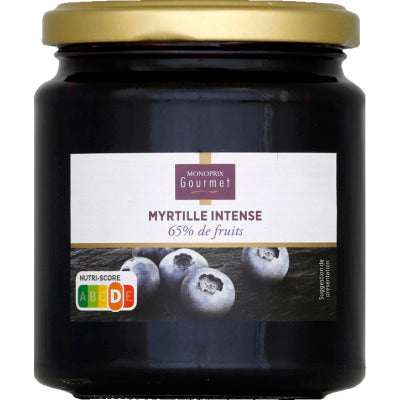 Monoprix Gourmet Confiture myrtilles intenses 330g Monoprix Gourmet Confiture myrtilles intenses 330g