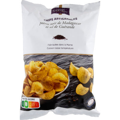Monoprix Gourmet Chips Poivre Noir de Madagascar et Sel de Guérande 125g Monoprix Gourmet Chips Poivre Noir de Madagascar et Sel de Guérande 125g
