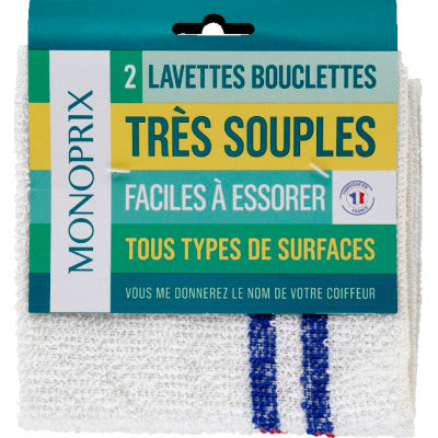 Monoprix Lavettes bouclettes très souples tous types de surfaces Monoprix Lavettes bouclettes très souples tous types de surfaces