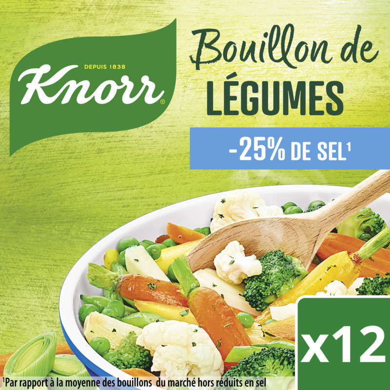 Knorr Bouillon Cube Légumes Réduit en Sel 12 Cubes 109g