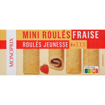 Monoprix Mini Roulés Fraise 150g Monoprix Mini Roulés Fraise 150g