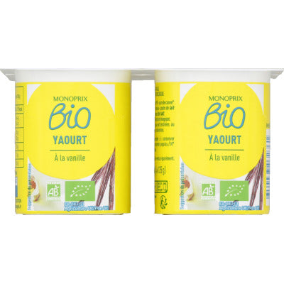 Monoprix Bio Yaourt aromatisé vanille 4x125g Monoprix Bio Yaourt aromatisé vanille 4x125g