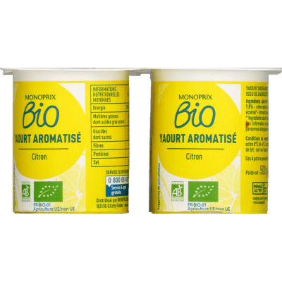 Monoprix Bio Yaourts Citron au Lait Entier 4x125g Monoprix Bio Yaourts Citron au Lait Entier 4x125g