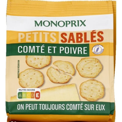 Monoprix Petits Sablés Comté & Poivre 100g Monoprix Petits Sablés Comté & Poivre 100g