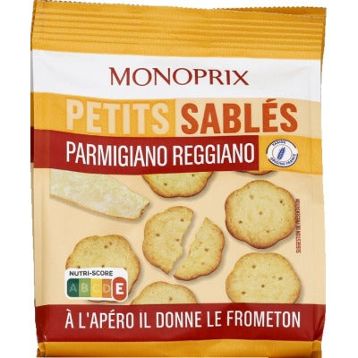 Monoprix Petits Sablés pur beurre au Parmigiano 100g Monoprix Petits Sablés pur beurre au Parmigiano 100g