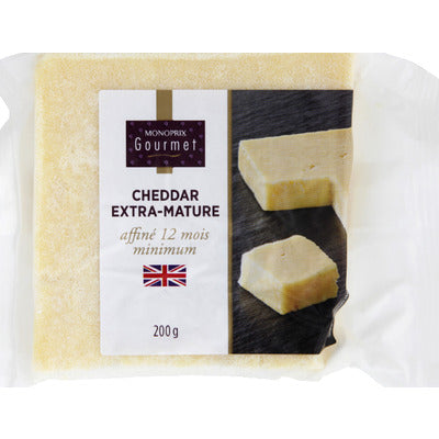 Monoprix Gourmet Cheddar extra-mature affiné 200g Monoprix Gourmet Cheddar extra-mature affiné 200g
