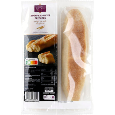 Monoprix Gourmet Demi-Baguettes Précuites 2x125g Monoprix Gourmet Demi-Baguettes Précuites 2x125g