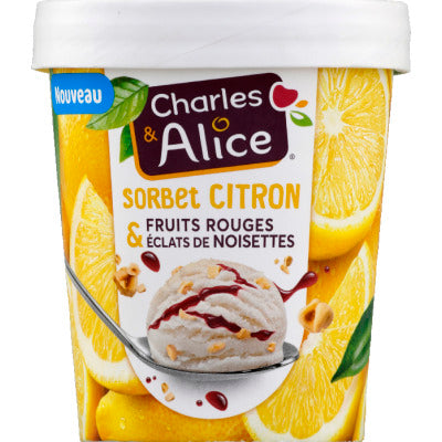 Charles & Alice Sorbet citron fruit rouge 450ml Charles & Alice Sorbet citron fruit rouge 450ml