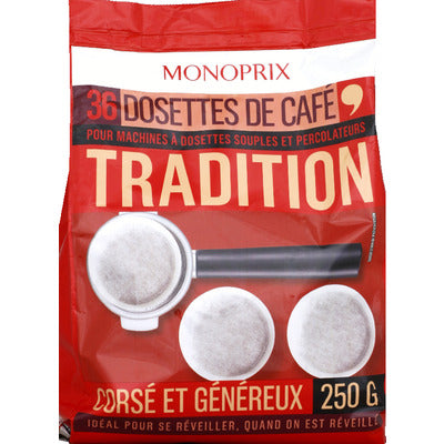 Monoprix Café Corsé & Généreux 36 Dosettes 250g Monoprix Café Corsé & Généreux 36 Dosettes 250g