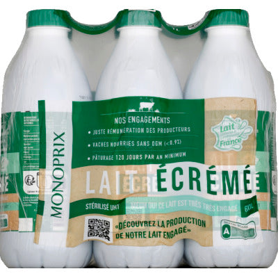 Monoprix Lait UHT écrémé 6x1L Monoprix Lait UHT écrémé 6x1L