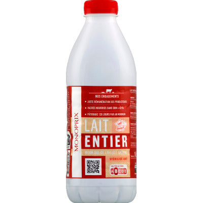 Monoprix Lait entier stérilisé UHT 1l Monoprix Lait entier stérilisé UHT 1l
