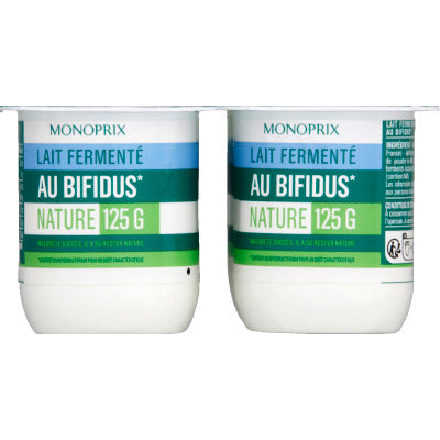 Monoprix Lait fermenté au bifidus nature 4x125g Monoprix Lait fermenté au bifidus nature 4x125g