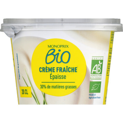 Monoprix Bio Crème fraîche entière 30% 20cl Monoprix Bio Crème fraîche entière 30% 20cl