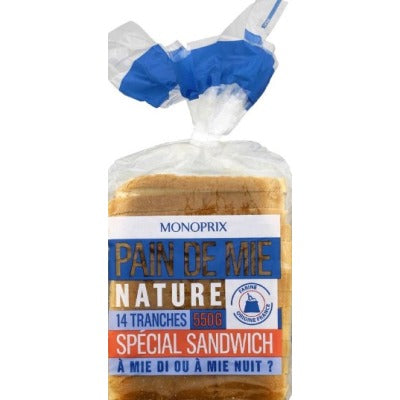Monoprix Pain de mie nature 550g Monoprix Pain de mie nature 550g