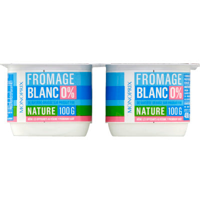 Monoprix Fromage Blanc 0% nature 4x100g Monoprix Fromage blanc 0% nature 4x100g