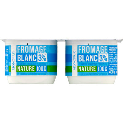 Monoprix Fromage Blanc 3% nature 4x100g Monoprix Fromage Blanc 3% nature 4x100g
