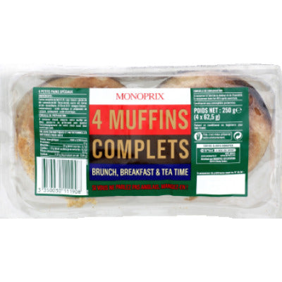 Monoprix Muffins Complets Recette Anglaise 250g Monoprix Muffins Complets Recette Anglaise 250g