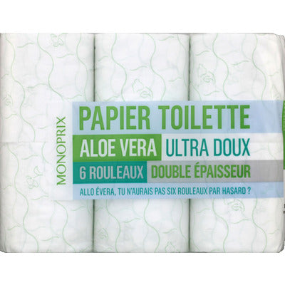 Monoprix Papier Toilette Aloe Vera Double Épaisseur x6 Monoprix Papier Toilette Aloe Vera Double Épaisseur x6