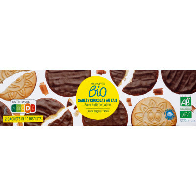 Monoprix Bio Sablés nappés de chocolat au lait 200g Monoprix Bio Sablés nappés de chocolat au lait 200g