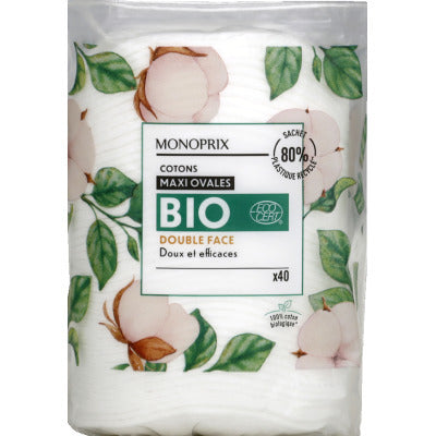 Monoprix Bio Cotons Maxi Ovales Duo x40 Monoprix Bio Cotons Maxi Ovales Duo x40