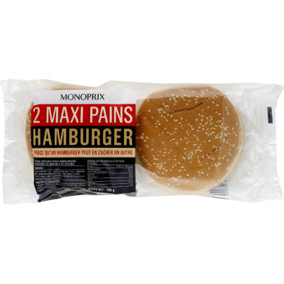 Monoprix Pain Maxi Hamburger x2 165g Monoprix Pain Maxi Hamburger x2 165g