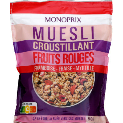 Monoprix Pépites de céréales croustillantes aux fruits rouges 500g Monoprix Pépites de céréales croustillantes aux fruits rouges 500g