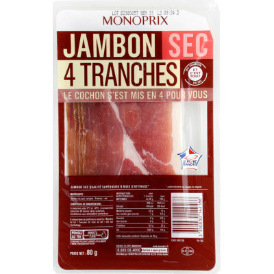 Monoprix Jambon Sec 80g Monoprix Jambon Sec 80g