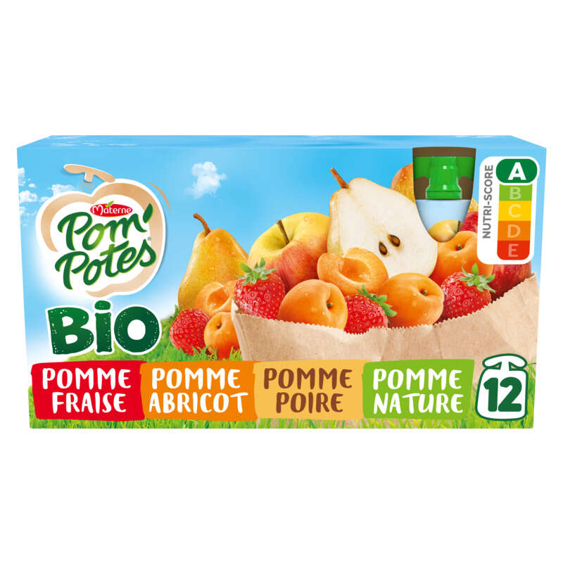 Pom'Potes Compote Bio multi variétés à la pomme 12x90g Pom'Potes Compote Bio multi variétés à la pomme 12x90g