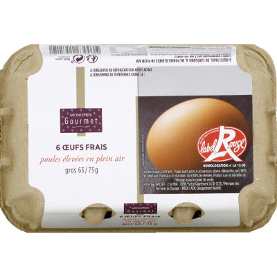 Monoprix Gourmet Œufs Gros Label Rouge 6 Unités Monoprix Gourmet Œufs Gros Label Rouge 6 Unités