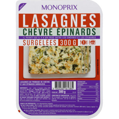 Monoprix Lasagnes chèvre épinards 300g Monoprix Lasagnes chèvre épinards 300g