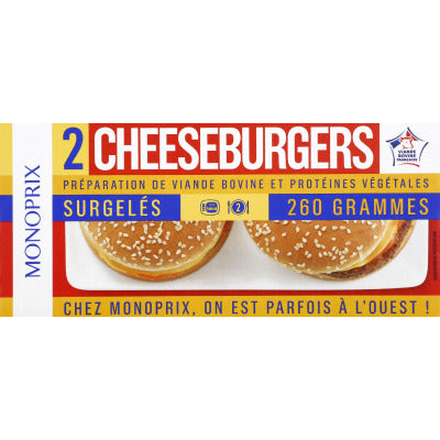Monoprix Cheeseburgers 2x130g Monoprix Cheeseburgers 2x130g