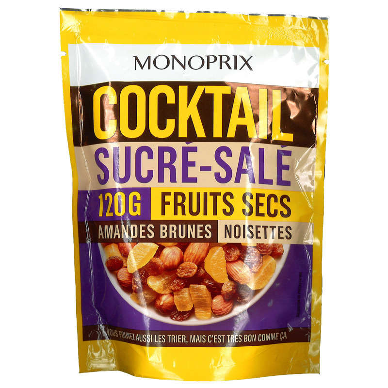 Monoprix Cocktail sucré salé aux fruits secs 120g Monoprix Cocktail sucré salé aux fruits secs 120g