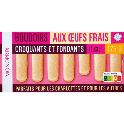 Monoprix Boudoirs aux œufs Frais Croquants et Fondants 175g Monoprix Boudoirs aux oeufs Frais Croquants et Fondants 175g