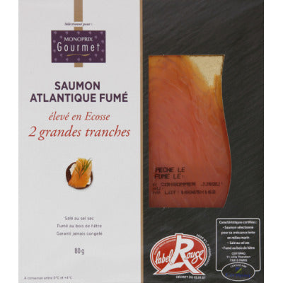 Monoprix Gourmet Saumon Fumé Label rouge 80g Monoprix Gourmet Saumon Fumé Label rouge 80g