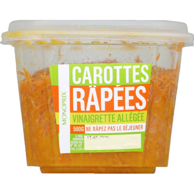 Monoprix Carottes râpées vinaigrette allégée 500g Monoprix Carottes râpées vinaigrette allégée 500g