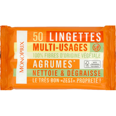 Monoprix Lingettes Multi-Usages Agrumes x50 Monoprix Lingettes Multi-Usages Agrumes x50