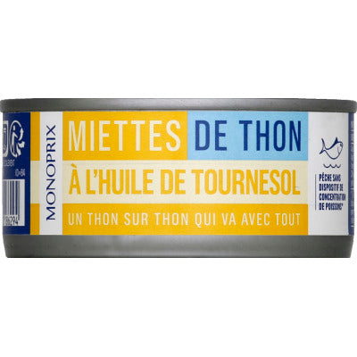 Monoprix Miettes de Thon à l'Huile de Tournesol 104g Monoprix Miettes de Thon à l'Huile de Tournesol 104g