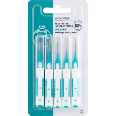 Monoprix Brossettes Interdentaires Fines 0.9Mm x5 Monoprix Brossettes Interdentaires Fines 0.9Mm X5