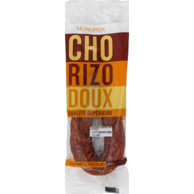 Monoprix Chorizo Doux Pur Porc 225g Monoprix Chorizo Doux Pur Porc 225g