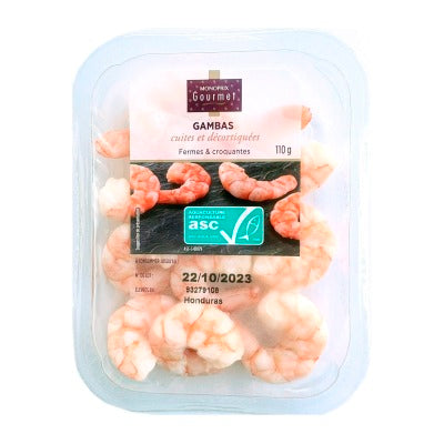 Monoprix Gourmet Gambas décortiquées 110g Monoprix Gourmet Gambas décortiquées 110g