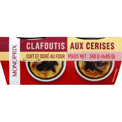 Monoprix Clafoutis Aux Cerises Cuit Et Doré au Four 4x85g Monoprix Clafoutis Aux Cerises Cuit Et Doré au Four 4x85g
