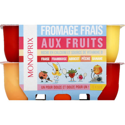 Monoprix Fromage Frais aux Fruits 12x50g Monoprix Fromage Frais aux Fruits 12x50g