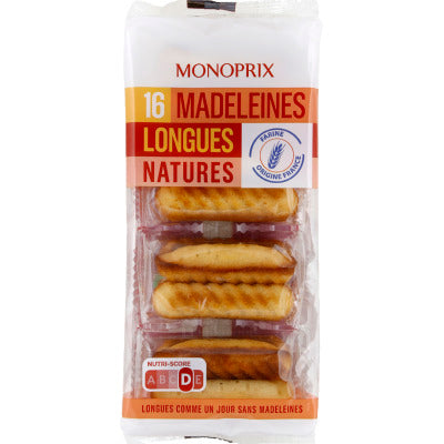 Monoprix Madeleines Longues Natures Aux Œufs Frais x16 Monoprix Madeleines Longues Natures Aux Œufs Frais x16