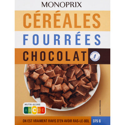Monoprix Céréales Fourrées Chocolat 375g Monoprix Céréales Fourrées Chocolat 375g